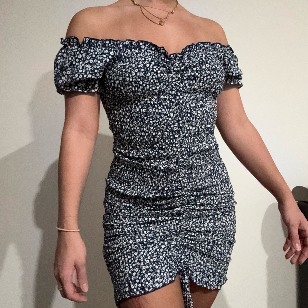 Dark blue floral dress
